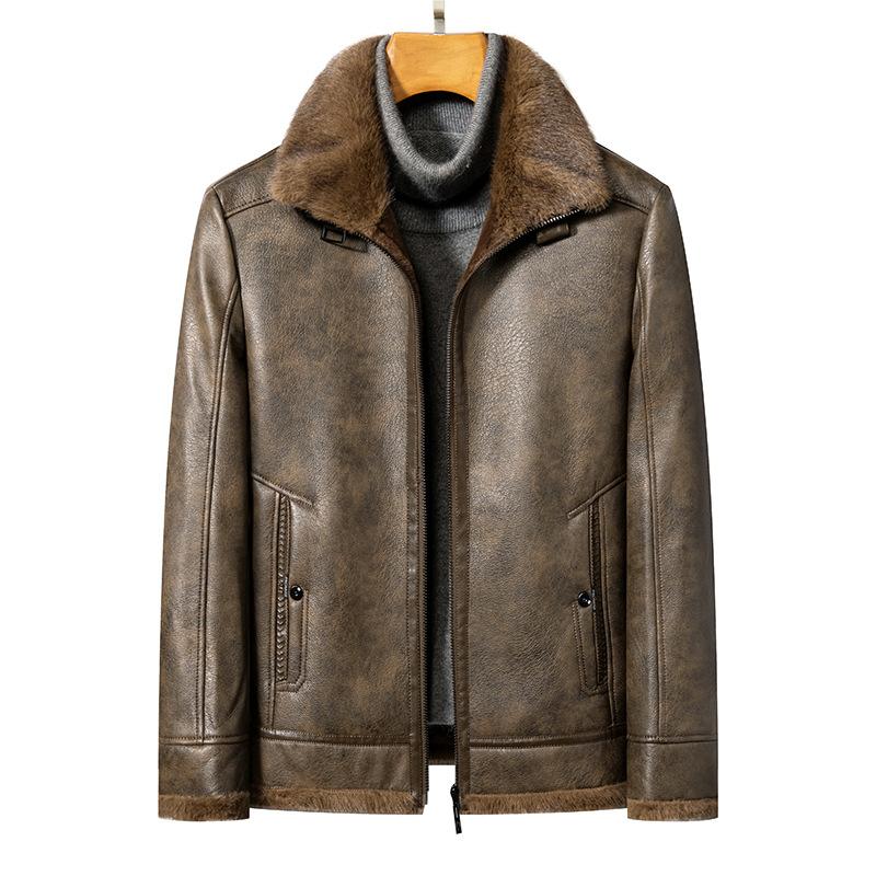 Мужская куртка из натуральной кожи, зимняя бархатная утепленная золотистая норковая бархатная куртка из воловьей кожи с лацканами, цельная мужская меховая куртка
