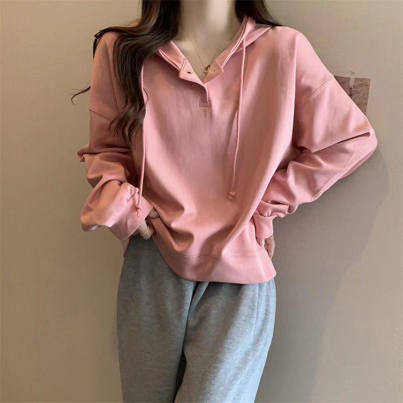 Ins Containing Cotton Hooded Sweater Women's Autumn and Winter Korean Loose Long-sleeved with Hooded Shirt Tops Outside