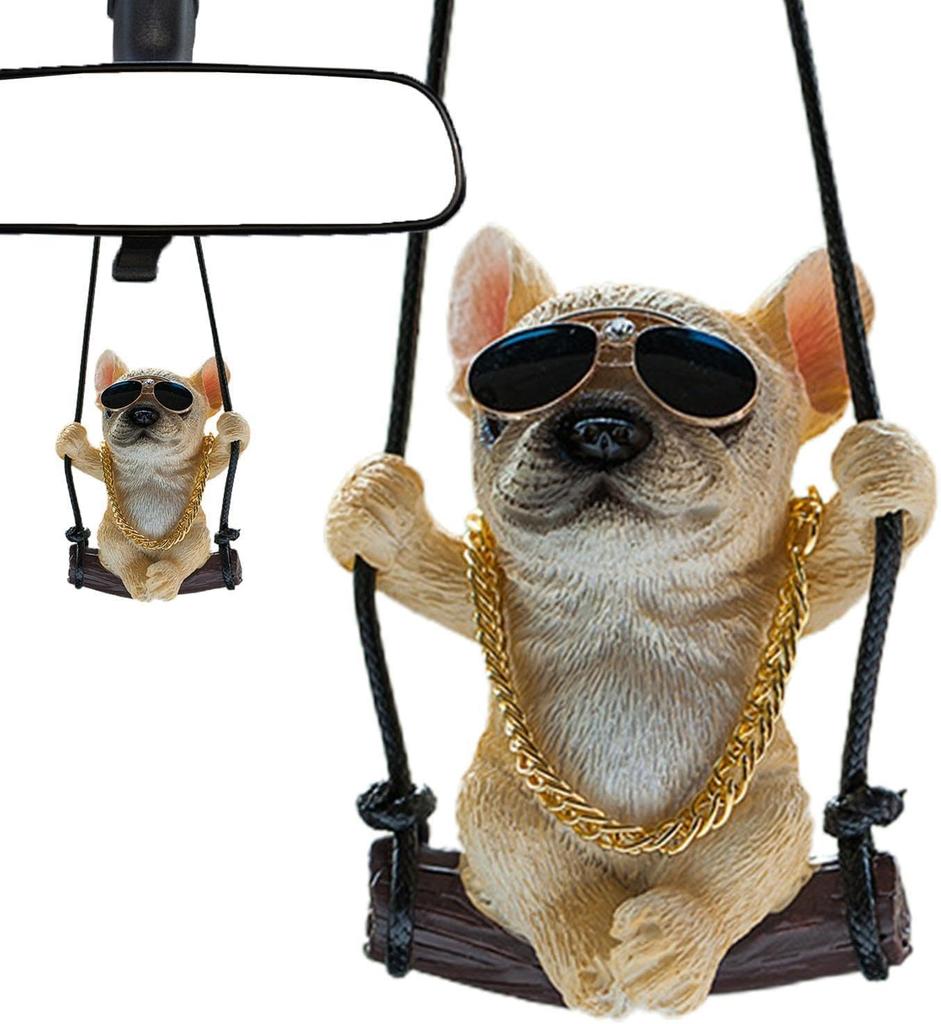 Зеркало для комнаты, аксессуары, украшения, автомобильные аксессуары, автомобиль, стильная статуэтка французского бульдога из смолы, подвеска для автомобиля, милый качающийся автомобиль, подвесной кулон для автомобиля