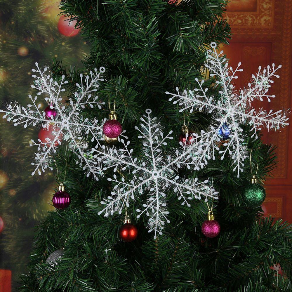 Fashion Wedding Supplies Plastic Snowflake Decoration Hanging Ornaments Xmas Decor Christmas Tree