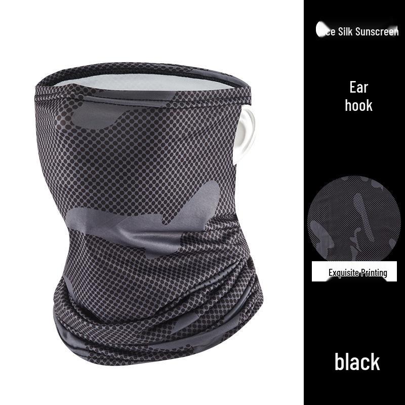 Мужской летний защитный бафф из ледяного шелка для лица и шеи - Уличная мотоциклетная и велосипедная солнцезащитная маска