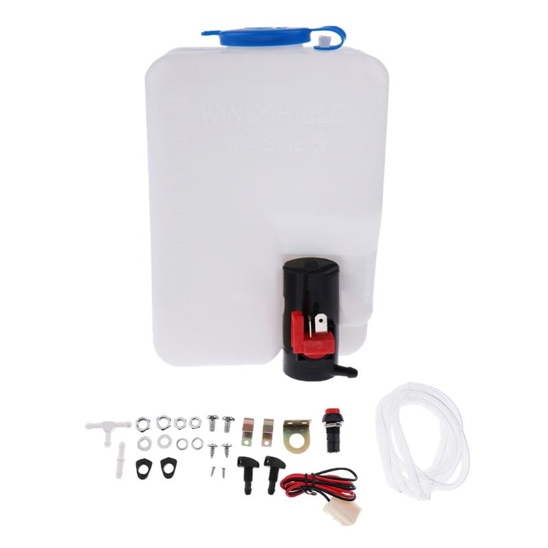 Комплект бака для омывателя лобового стекла автомобиля с форсунками, шланг для водяного насоса 12 В 1,5 л, резервуар для насоса для омывателя лобового стекла