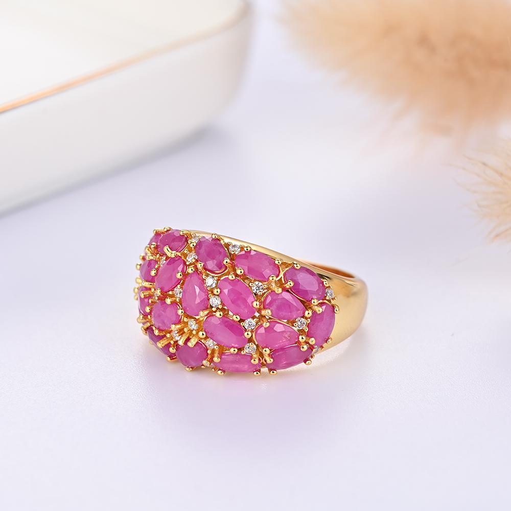 Elegant Natural Ruby Women's Noble Jewelry Set Real Gemstones 925 Steling Siver Earrings Ring for Anniversary and Wedding Gifts