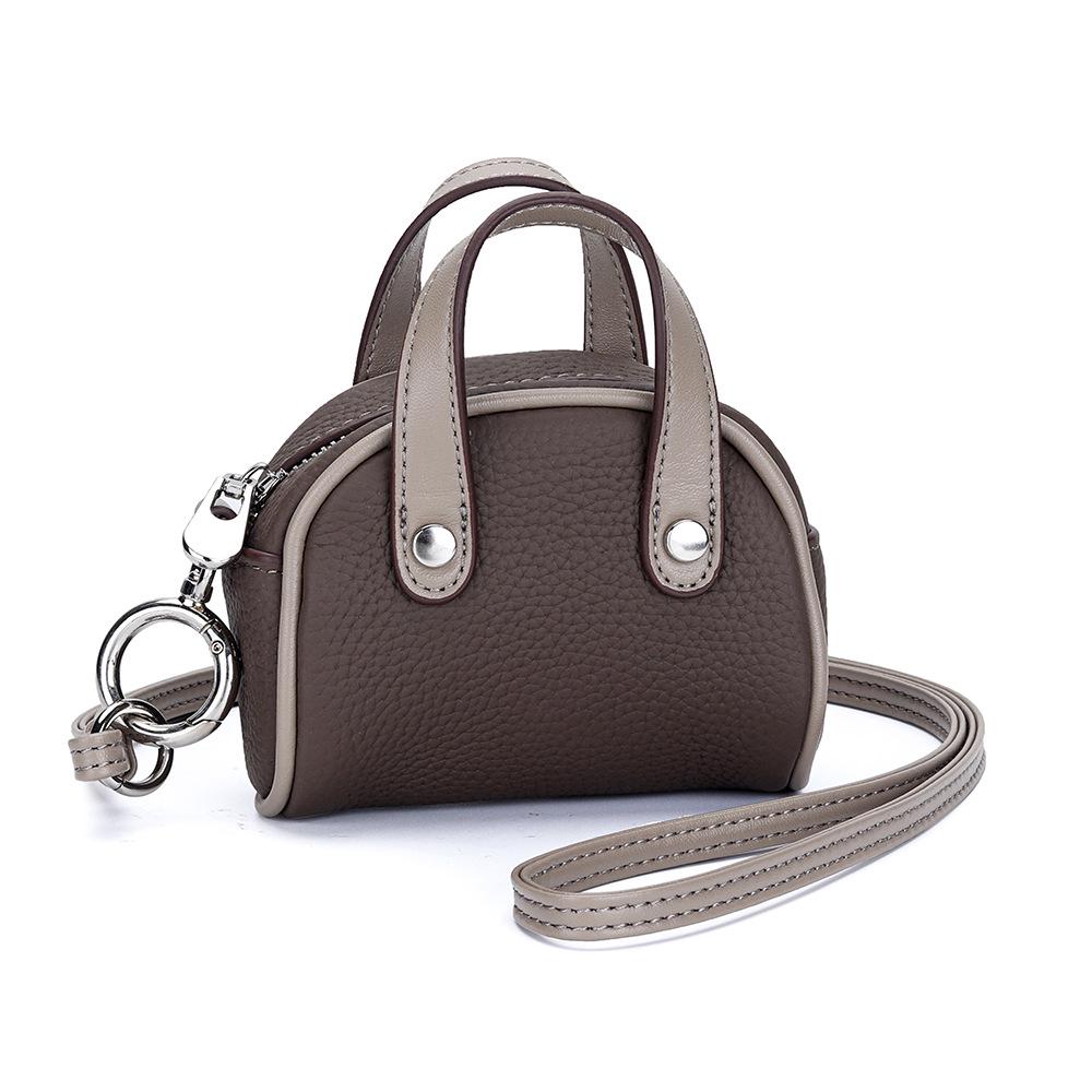 Мини-кошелек из натуральной кожи на шнурке - Женская сумочка для хранения помады в стиле боулинг