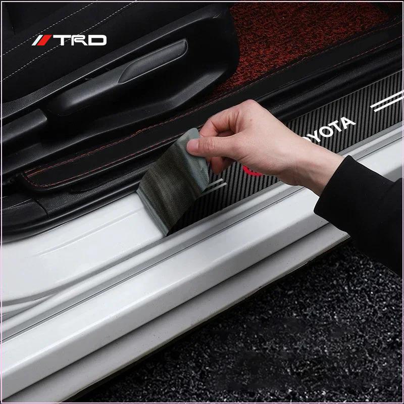 4PCS Carbon Fiber Car Sticker Auto Door Threshold Waterproof Stickers for TRD Toyota GR Corolla Rav4 Auris Camry Yaris CHR