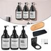500ML Matte Black Lotion Bottle Refillable Shampoo Conditioner Body Wash Container with Label/Rack/Tray for Bathroom Kitchen