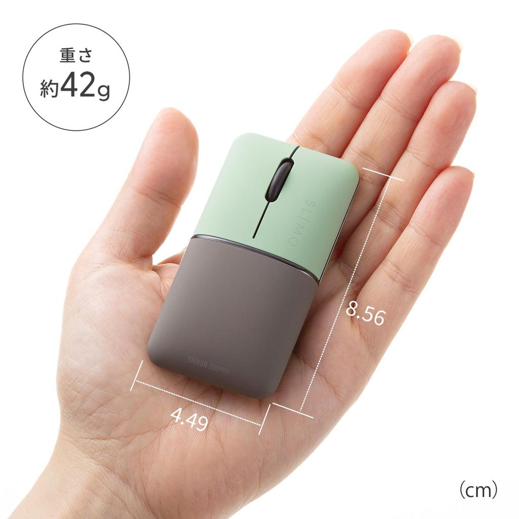 SANWA SUPPLY Беспроводная комбинированная мышь Silent Wireless Blue LED, тонкая, SLIMO/зеленая (перезаряжаемый) MA-WBBS310G