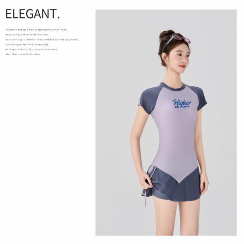 Split Two-piece Suit Color-matched Drawstring Conservative Sports Casual Quick-drying Students 'small Fresh Hot Vacation Swimsuit