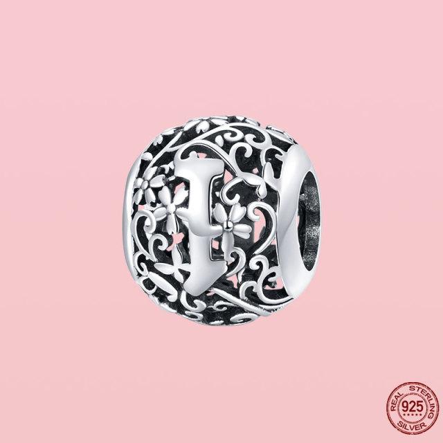 Новое поступление 925 пробы серебряный кулон круглой формы с буквами от A до Z подвески бусины подходят оригинальный браслет ожерелье ювелирные изделия