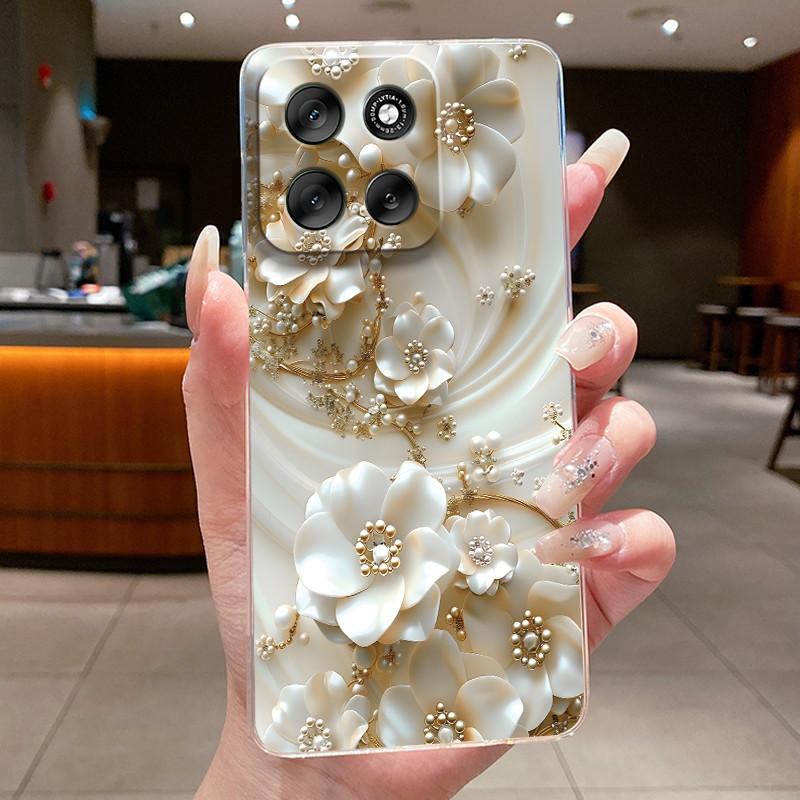 Phone Case For Motorola Moto G56 / Moto G66J / Moto G66Y 5G Butterfly Bow Protective Casing Transparent Soft Silicone TPU Cover