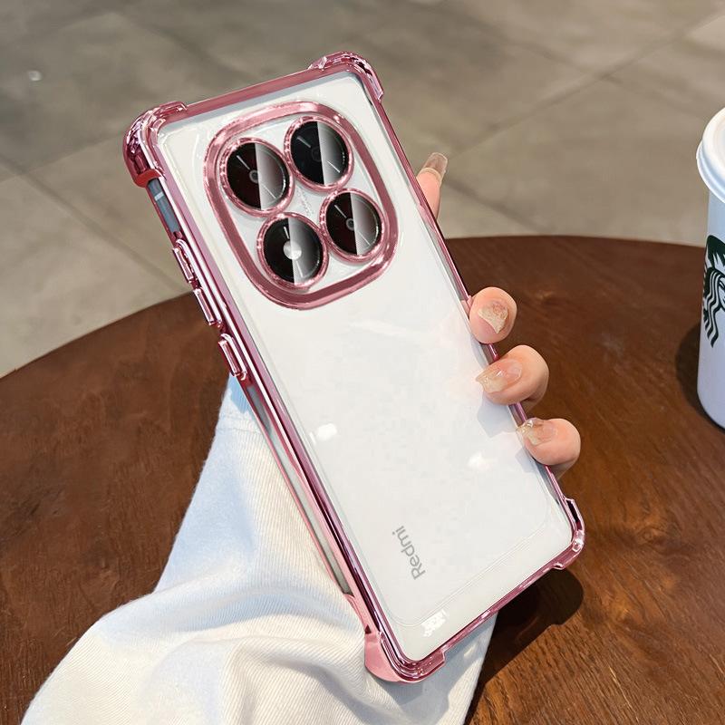 Применимо к чехлу для мобильного телефона Redmi note14Pro со встроенной защитной пленкой для камеры, чехол для Redmi note13, гальванизированный, прозрачный, мягкий, противоударный