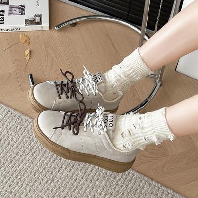 Maillard ретро двойные шнурованные кроссовки для сноуборда женские осень 2024 новые тонкие универсальные повседневные спортивные кроссовки для сноуборда увеличивающие рост