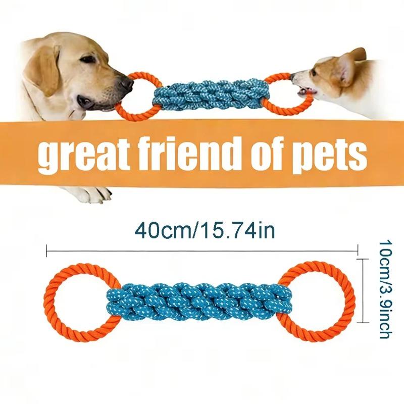 Durable Double-Ring Cotton Blend Dog Rope Toy - Bite-Resistant, Interactive Tug Play For Medium To Large Breeds use