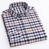 Pure Cotton Oxford Male Shirts Long Sleeve Easy Care Button Collar Classic Men Plaid Shirt Regular Fit Winter Spring