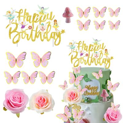 Сказочная фигурка на торте Украшение на торт в виде бабочки Украшения на торт в виде гриба Украшения на вечеринку в сказочном стиле