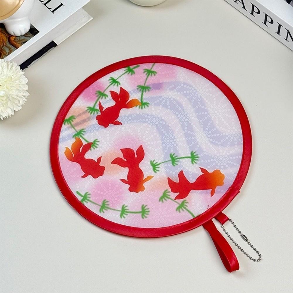 Japanese Style Folding Fan Mini Size Round Decorative Fan Summer Handheld Fan