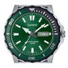 Casio Стандартные аналоговые кварцевые мужские часы из нержавеющей стали с зеленым циферблатом MTD-125D-3AV 100M