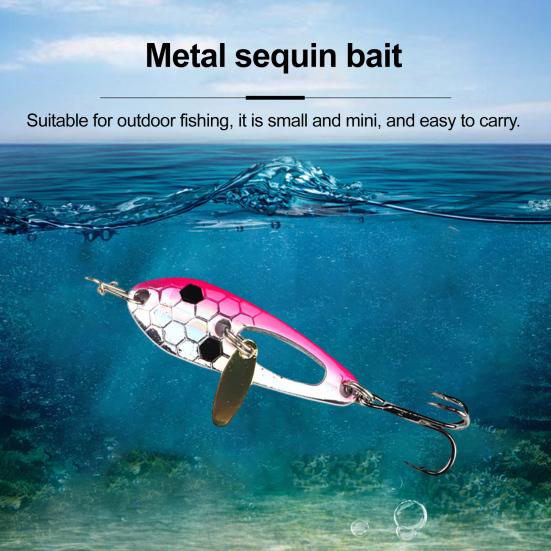 4CM/5G Spinner Blade Lure with Hook Double-sided Reflective Hard Metal Spoon Spinnerbait Rotating Sequin Lure Saltwater Freshwater Walleye Bass