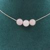 Stones and Minerals. 3-pearl Necklace Rose Quartz 8 Mm Stainless Steel Chain Necklace for Women, Men. Customizable Size.
