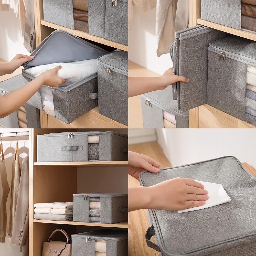 Tianzong Storage Box, Large Capacity Clothing Storage Case, with Lid, Foldable, with Handle,