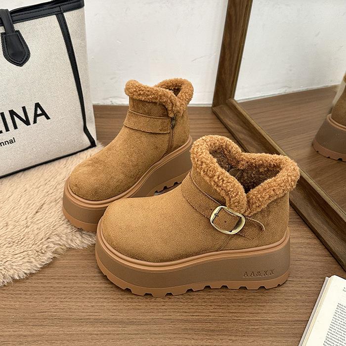 Женские большие размеры мягкие эластичные зимние теплые утепленные сноубутсы нескользящие износостойкие для улицы для отдыха спортивные плюшевые хлопковые ботинки