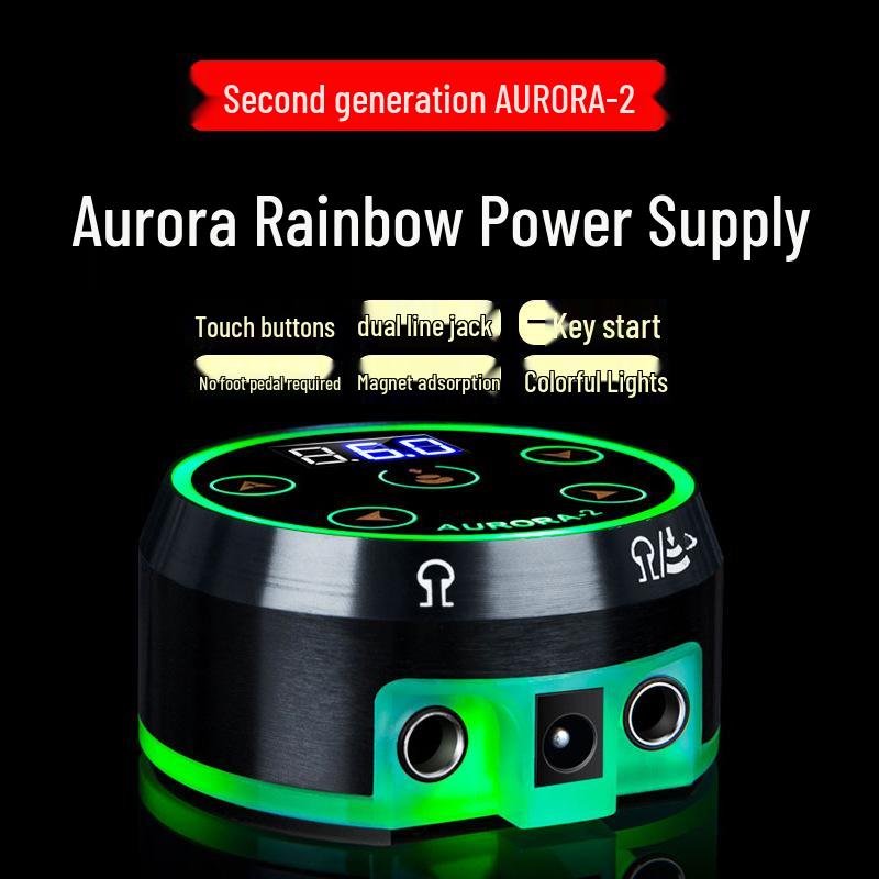 Aurora Gen 2 Digital Tattoo Power Supply - High Power Voltage Regulator with Color-Changing Display