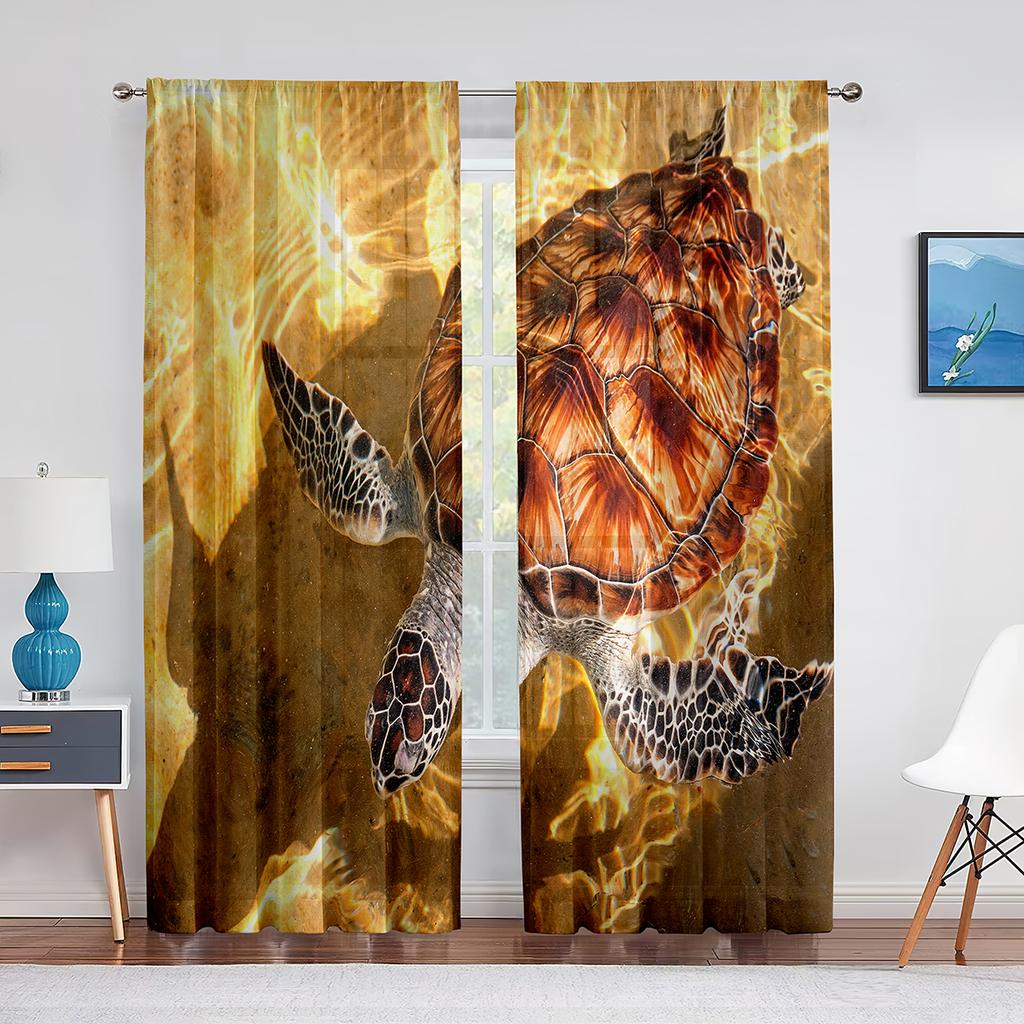 Подводные морские черепахи и дельфины Океаническая жизнь Прозрачные шторы для гостиной Вуаль Шторы для спальни Тюль Шторы для окон