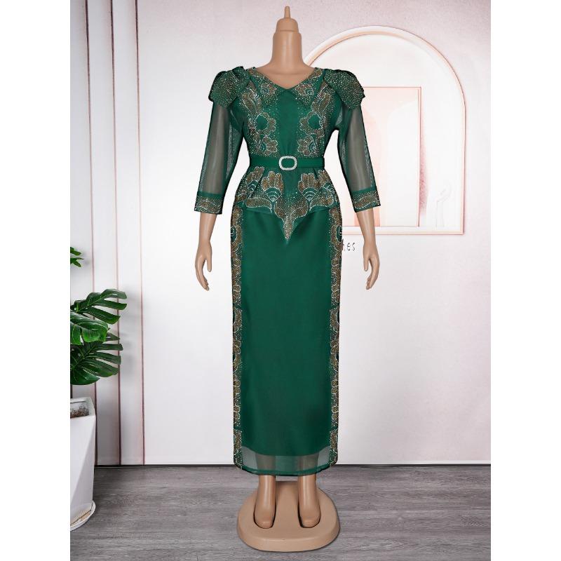 Плюс Размер Женская Мода Горячая Бриллиантовая Рождественская Вечеринка Поддельные Два Платья