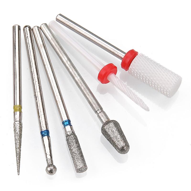 6 шт. алмазные фрезы для ногтей, набор сверл для маникюра, аксессуары для педикюра, электрическая машина, кисточка для ногтей, инструменты для заусенцев