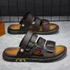 Мода CYYTL Мужские тапочки Повседневная обувь Пляжные летние сандалии Уличные шлепанцы Кожаные Для ходьбы Комфорт Роскошный Дизайнерский Модный Легкий