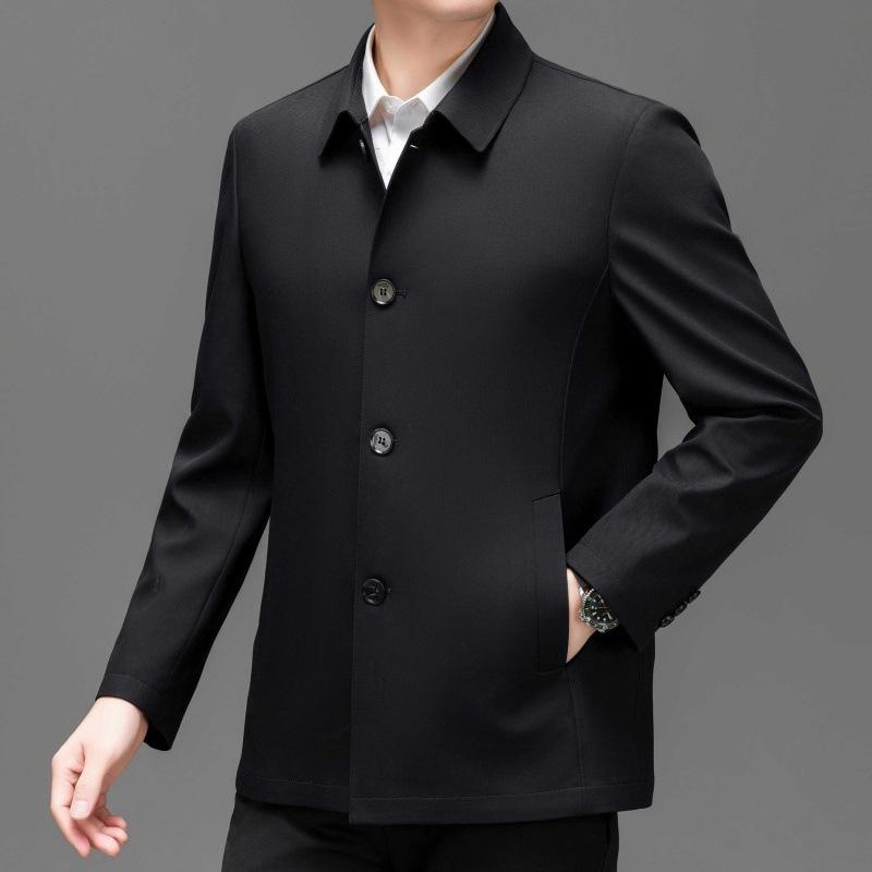 Новая мужская куртка из шелка mulberry, весенне-осенняя, на пуговицах, для папы, деловая повседневная куртка для мужчин среднего возраста