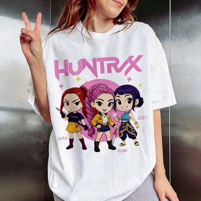 Kpop Huntrx Летняя Новая Аниме Футболка Женская Мужская Детская С Мультяшным Принтом С Коротким Рукавом Уличная Оверсайз Повседневные Топы Y2k