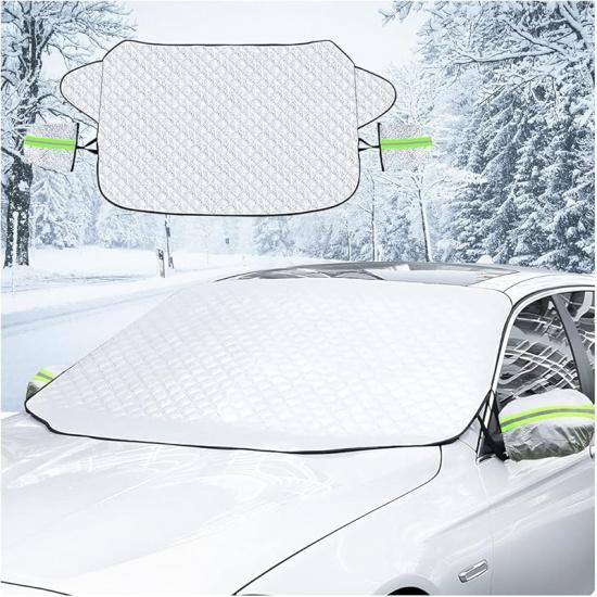 LoyaForba Car Magnetic Windshield Snow Cover, 4 Layers WAaterproof Windproof Protection,Snow,Ice,Sun,Frost Defense, Universal For SUV, Truck, Sedan,