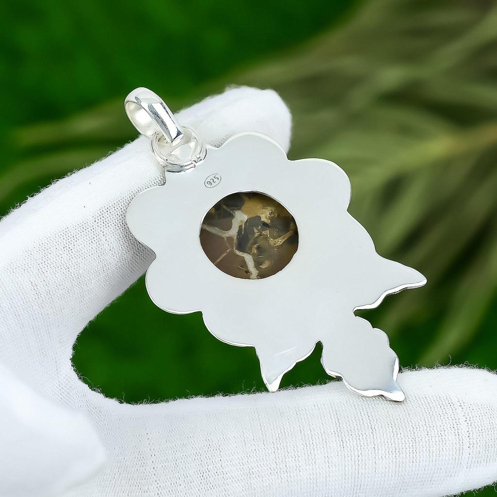 Natural Moroccan Mud Crack Fossil Anniversary Pendant Jewelry Sterling Silver