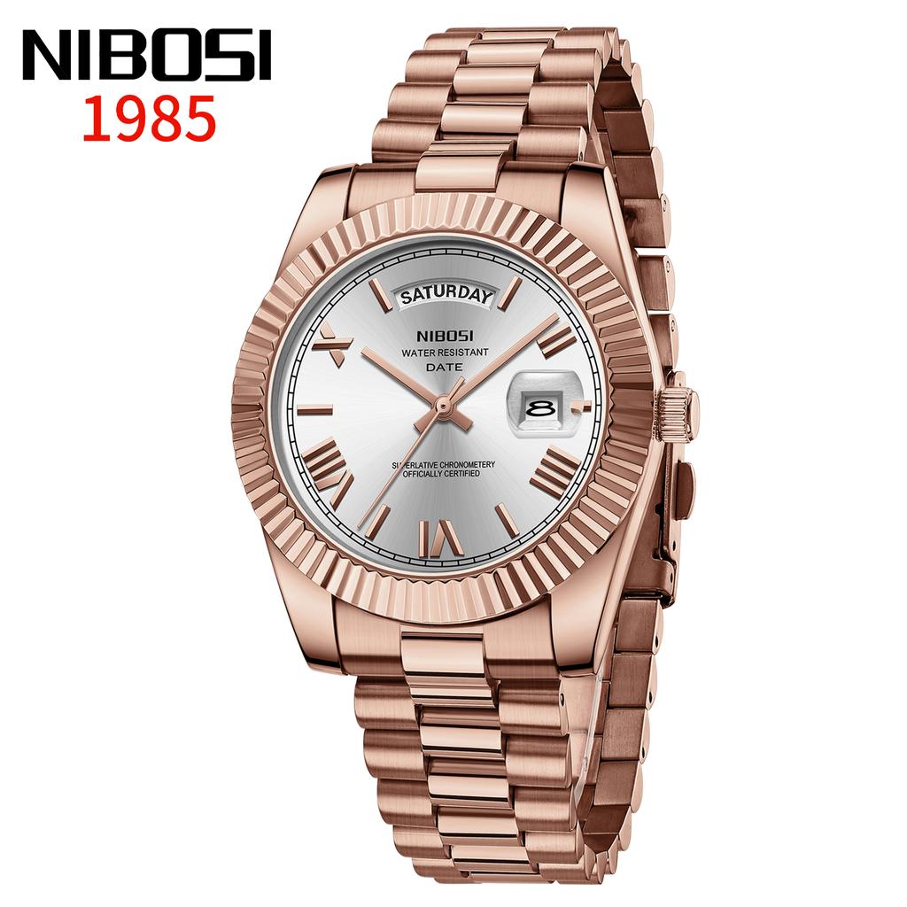 Luxury Golden Red Quartz Watch for Men Stainless Steel Waterproof Luminous Date Week Fashion Men Watches Reloj Hombre