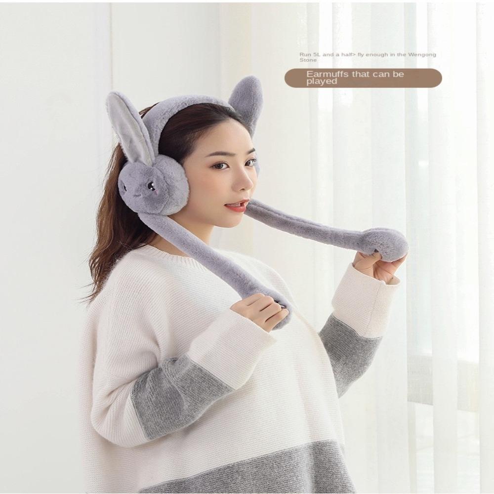 Игрушки Детские Взрослые Подарки Защита Ушей Зимние Плюшевые Наушники-Муфты Для Ушей Грелки Для Ушей Двигающиеся Заячьи Наушники