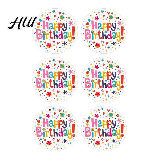 Kids Birthday Sticker Decorations 6Pcs Happy Thank You Set Cute Party Decals for Kindergarten Diary Stickers Gift Wrapping Cards Crafts Colorful