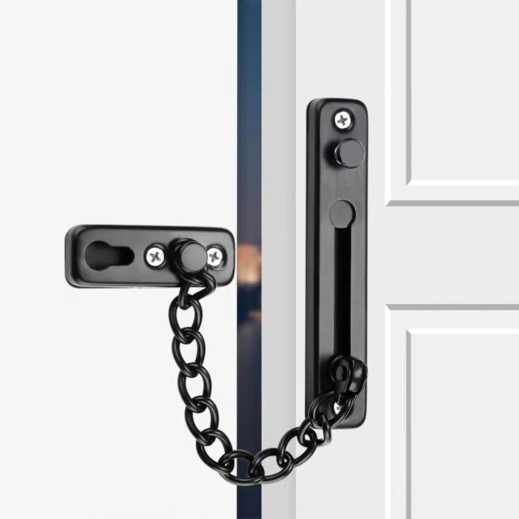 Security Door Chain Lock Sturdy Door Lock Latch for Inside Door Stainless Steel Hotel Door Lock with Spring Button Door Locks for Kids Safety