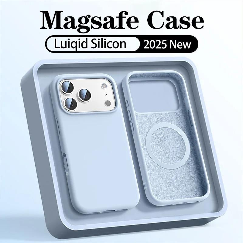 Official Original Liquid Silicone Magnetic Phone Case For iPhone 17 Air 16 15 14 Plus 13 12 Pro Max 17Pro For Magsafe Soft Cover