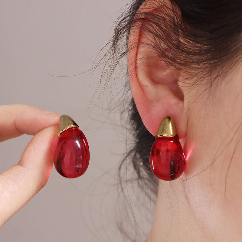Винтажные прозрачные серьги-капли из кофейной смолы для женщин, модные темпераментные серьги-пусеты, женские, для вечеринок, на каждый день, ювелирный подарок