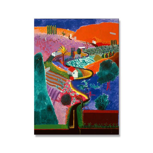 David Hawkney Nichols Canyon Works Exhibition Vintage Canvas Poster Abstract Painting Living Room Wall Picture Decor Frameless