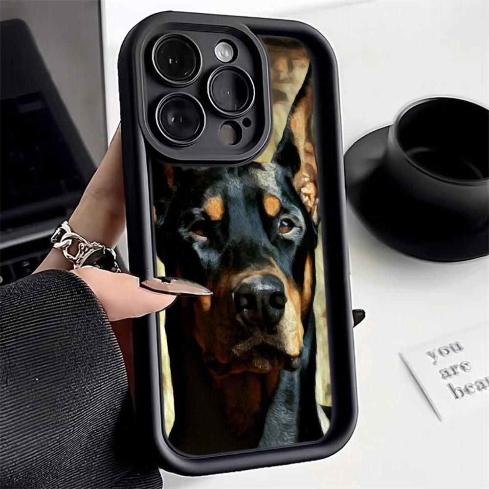 Мягкий чехол из ТПУ с ангельскими глазками для Samsung A10 A30 A50 A13 A23 A53 A14 A24 A34 A54 A15 A25 A35 A55 S20 S23 FE S24 Ultra Ae52 Animal Dog Doberman art