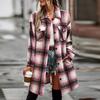 Женская модная клетчатая свободная повседневная осенняя и зимняя куртка с длинными рукавами