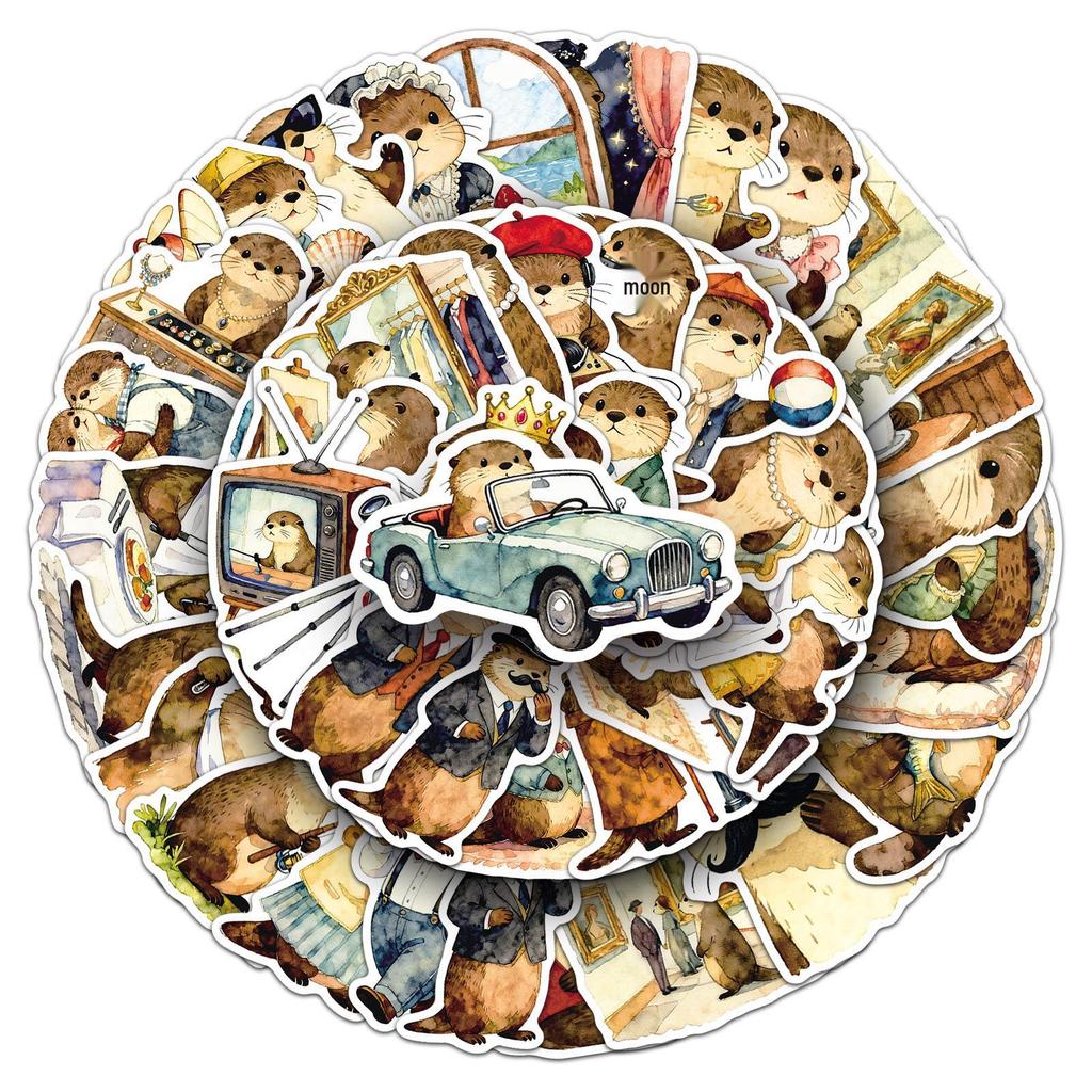 50 милых мультяшных наклеек с выдрами для гитары, холодильника и граффити