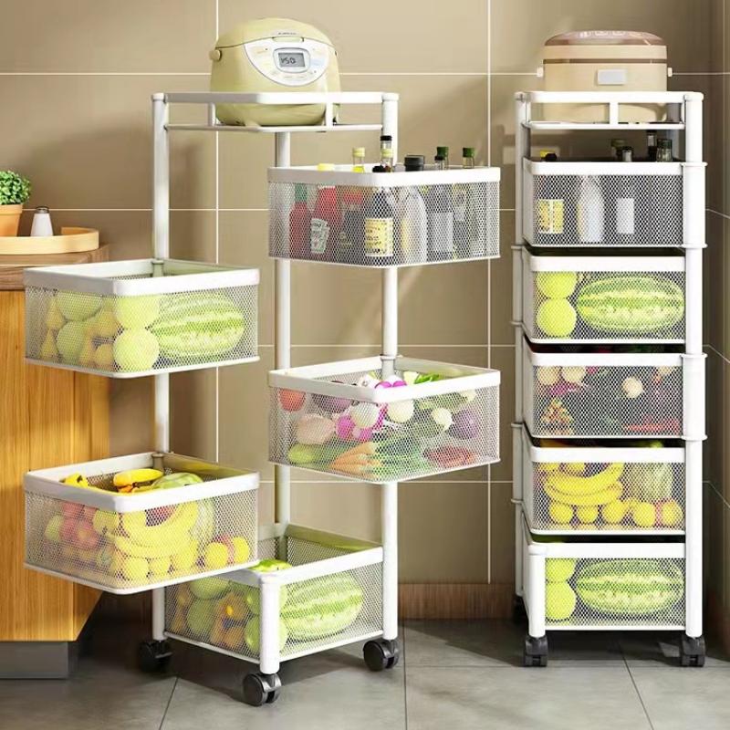 Многофункциональная кухонная вращающаяся полка, 3-х слойная стойка для хранения, корзина для овощей, стеллаж для хранения