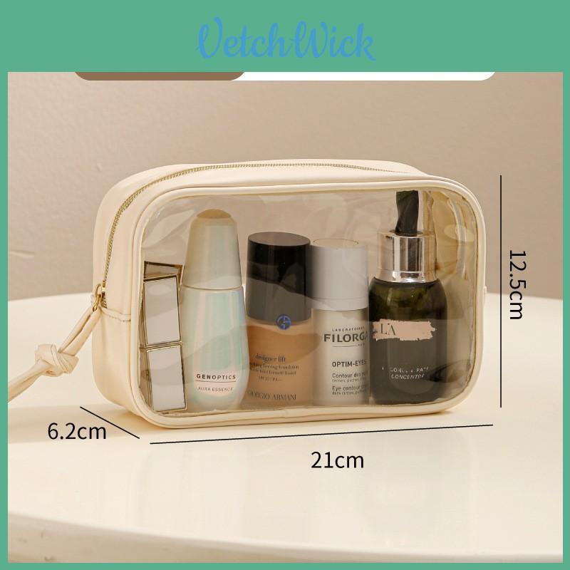 Transparent Pvc Toiletry Case With Handheld Handle For Travel And Cosmetic Storage In Compact Size