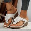 2024 New Flower Belt Buckle Casual Solid Color Retro Slippers Women's Platform Vacation and Beach Sandals Soft Sole Casual Slides