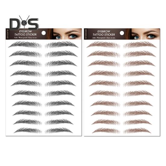 2 листа водонепроницаемых наклеек для татуировок бровей, натуральные поддельные брови, аксессуары для макияжа для женщин и девочек