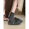 Gray Mary Jane Mao Mao shoes for winter wear Korean version of gentle ballet fairy style soft flat-bottomed velvet cotton shoes
