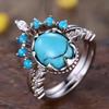 Sanjie Ethnic-Style Turquoise Couple Ring: High-End Retro Design